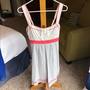 Seersucker Blue and Coral Dress